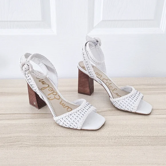 Sam Edelman Danee White Leather Block Heel Ankle Stap Sandals Size 7 - Picture 10 of 10